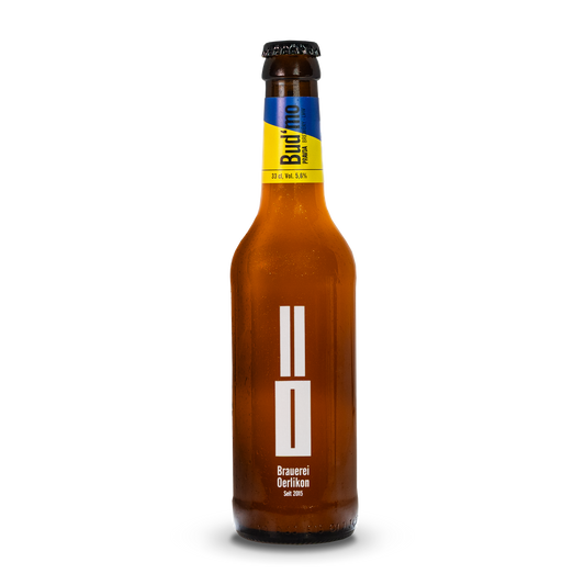 Bierflasche mit Budmo New England IPA